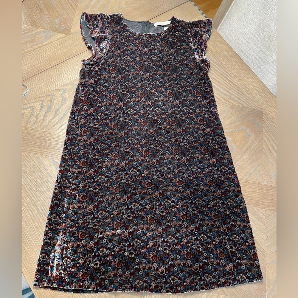 Nwt LOFT floral velvet sleeveless flutter sleeve mini dress - Picture 3 of 9